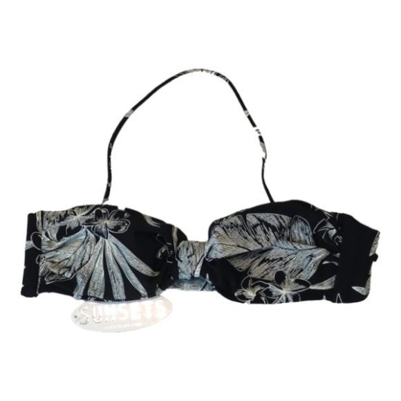 Swim Systems Black  White Bikini Top Size Medium NWT #4353 - Picture 1 of 4